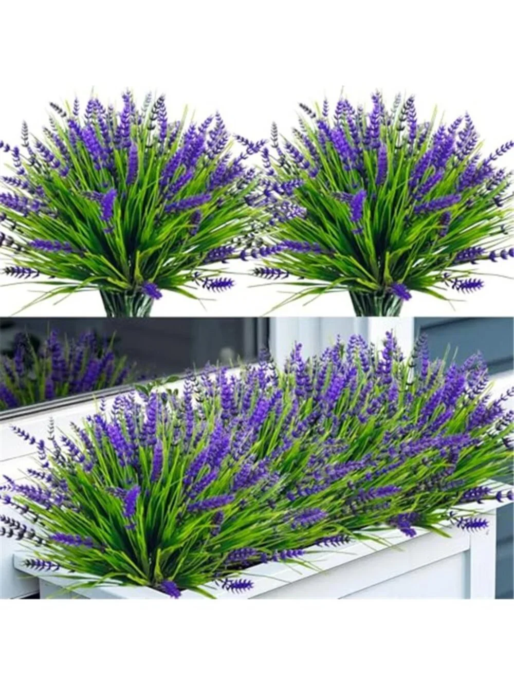 Artificial Lavender Flowers Outdoor UV Resistant Faux Plants 24 Bundles Decor